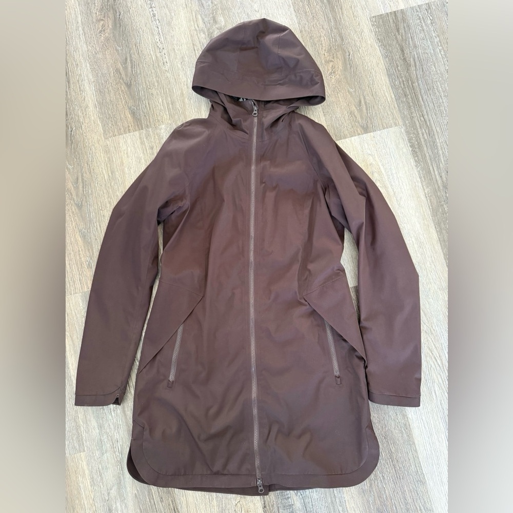 Lululemon Brown Hooded Long Rain Coat
